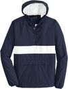 An image of a Custom SportTek Zipped Pocket Anorak in True Navy/ White!