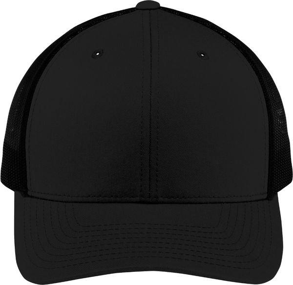 An image of a Custom Sport Tek YP Classics Retro Trucker Cap in Black/Black!