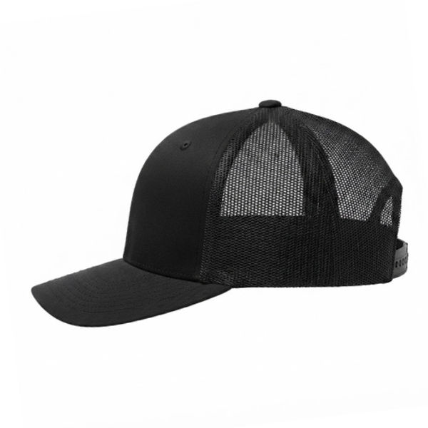 An image of a Custom Sport Tek YP Classics Retro Trucker Cap in Black/Black!