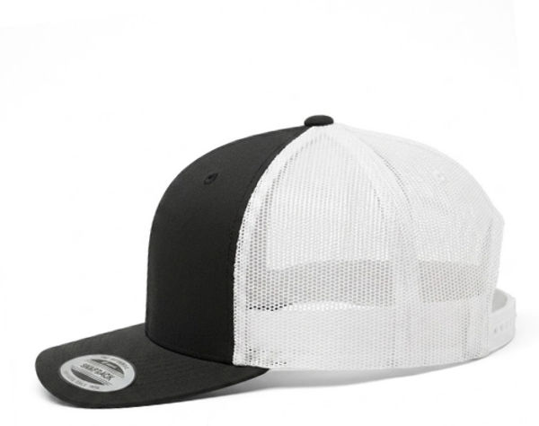 An image of a Custom Sport Tek YP Classics Retro Trucker Cap in Black/White!