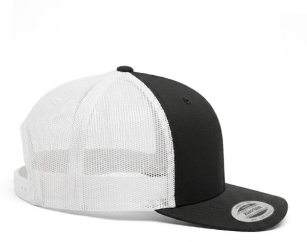 An image of a Custom Sport Tek YP Classics Retro Trucker Cap in Black/White!