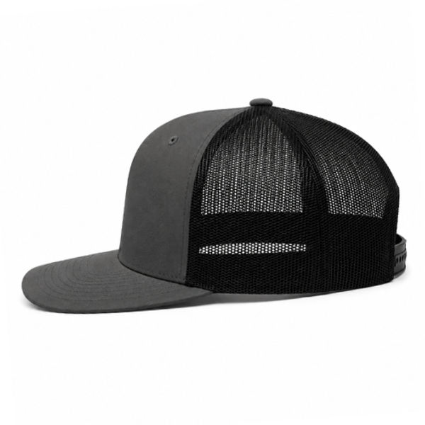 An image of a Custom Sport Tek YP Classics Retro Trucker Cap in Graphite/Black!