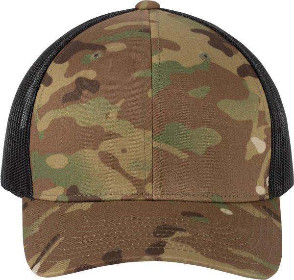 An image of a Custom Sport Tek YP Classics Retro Trucker Cap in Multicam!