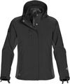 Am image of a Custom Stormtech Womens Atmosphere 3 in 1 System Jacket in BLACK / GRANITE!