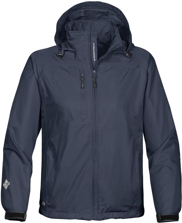 Am image of a Custom Stormtech Mens Stratus Lightweight Shell in NAVY!