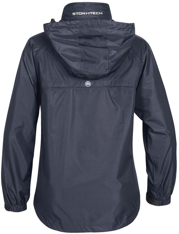 Am image of a Custom Stormtech Womens Stratus Lightweight Shell in NAVY!