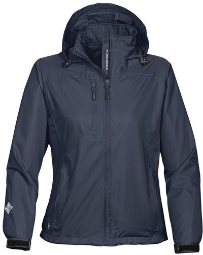 Am image of a Custom Stormtech Womens Stratus Lightweight Shell in NAVY!