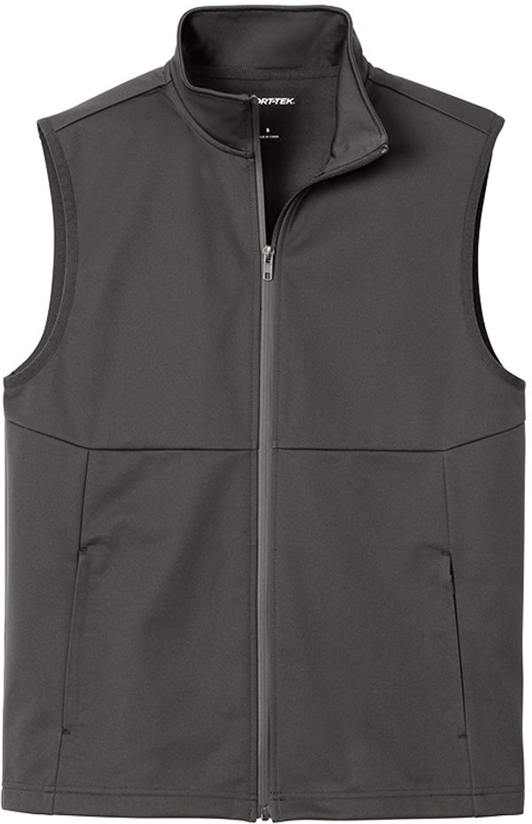Am image of a Custom SportTek Soft Shell Vest in Graphite!