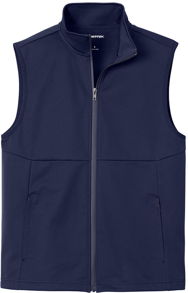 Am image of a Custom SportTek Soft Shell Vest in True Navy!