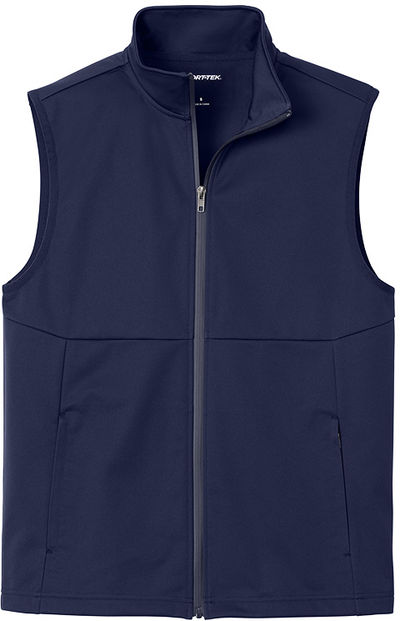 Am image of a Custom SportTek Soft Shell Vest in True Navy!
