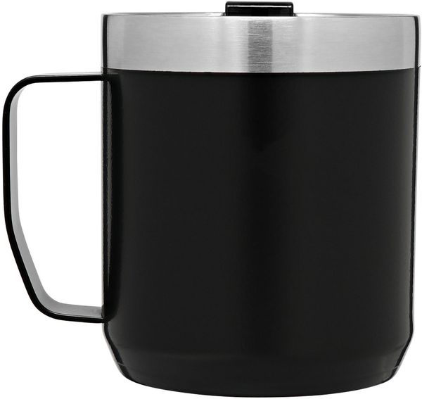 Am image of a Custom Stanley Legendary Camp Mug 12 oz in Black!