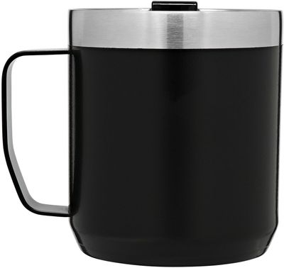 Am image of a Custom Stanley Legendary Camp Mug 12 oz in Black!
