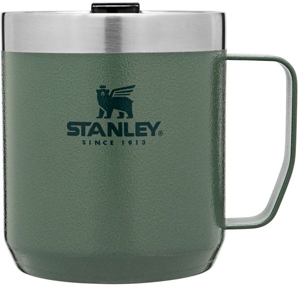Am image of a Custom Stanley Legendary Camp Mug 12 oz in Green!