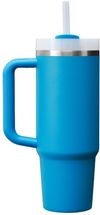 Am image of a Custom Stanley Quencher H2O FlowState Tumbler 30 oz in Azure!