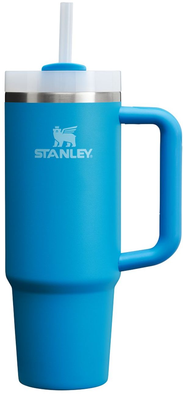 Am image of a Custom Stanley Quencher H2O FlowState Tumbler 30 oz in Azure!