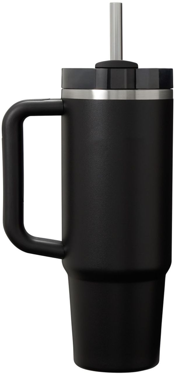 Am image of a Custom Stanley Quencher H2O FlowState Tumbler 30 oz in Black!