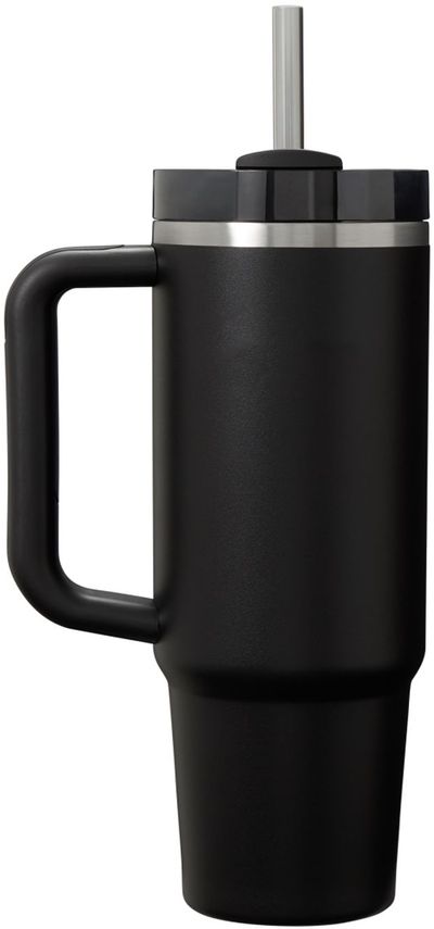 Am image of a Custom Stanley Quencher H2O FlowState Tumbler 30 oz in Black!