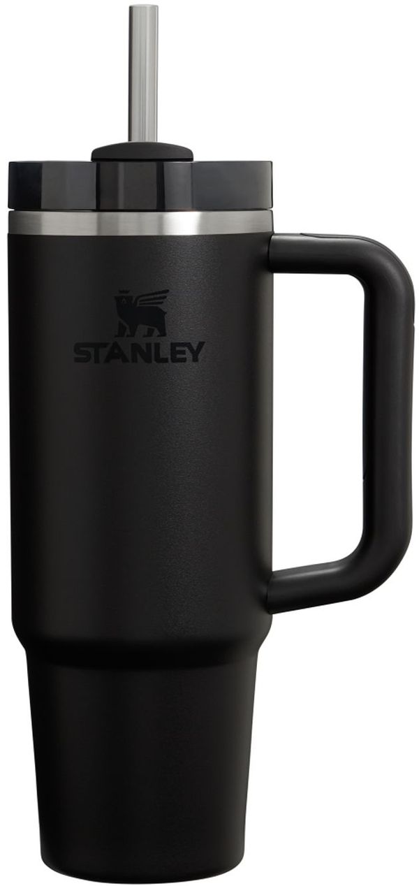 Am image of a Custom Stanley Quencher H2O FlowState Tumbler 30 oz in Black!