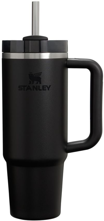 Am image of a Custom Stanley Quencher H2O FlowState Tumbler 30 oz in Black!