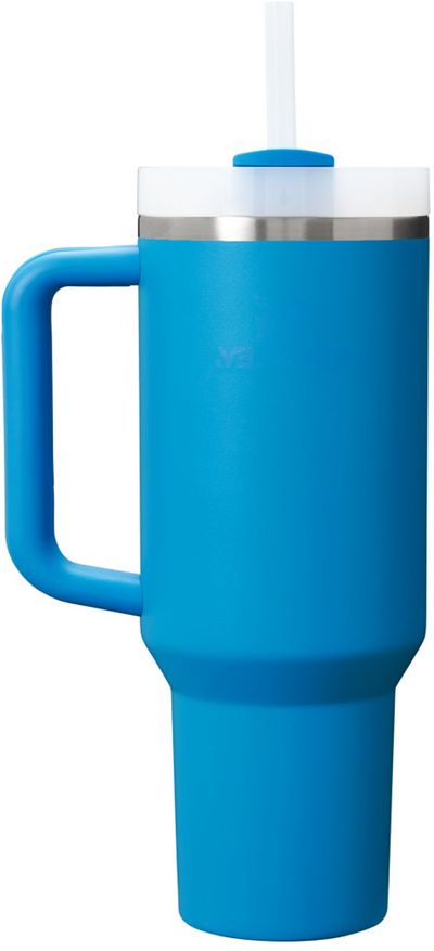 Am image of a Custom Stanley Quencher H2O FlowState Tumbler 40 oz in Azure!