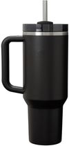 Am image of a Custom Stanley Quencher H2O FlowState Tumbler 40 oz in Black!