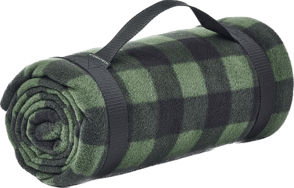 An image of a Custom Stormtech Klondike Fleece Blanket in Earth/Black!