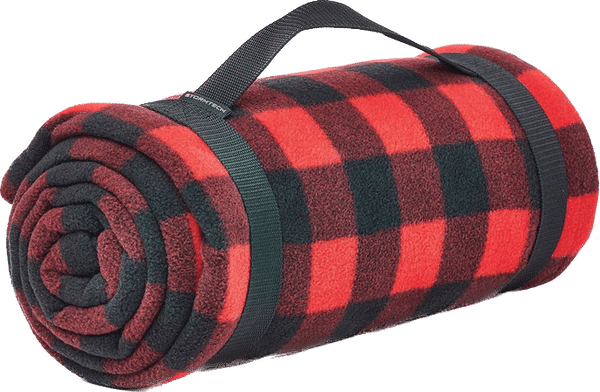 Am image of a Custom Stormtech Klondike Fleece Blanket in Red/Black!