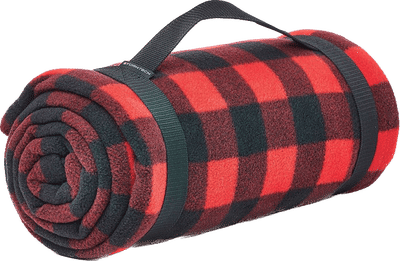 Am image of a Custom Stormtech Klondike Fleece Blanket in Red/Black!
