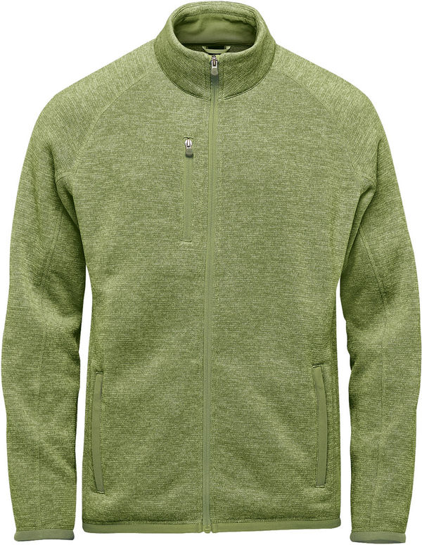 Am image of a Custom Stormtech Men's Avalante Full Zip Fleece Jacket in Sage Green Heather!