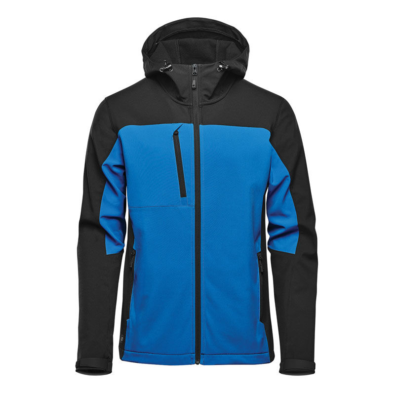 Stormtech Mens Cascades Softshell Hoody in Azure blue/Black