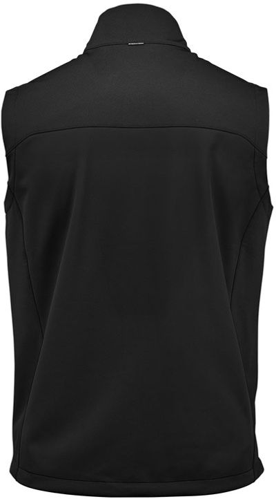 Am image of a Custom Stormtech Mens Cascades Softshell Vest in Black/black!