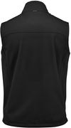 Am image of a Custom Stormtech Mens Cascades Softshell Vest in Black/black!