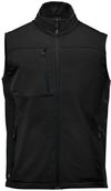 Am image of a Custom Stormtech Mens Cascades Softshell Vest in Black/black!