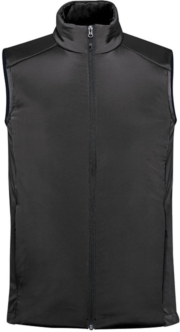Am image of a Custom Stormtech Mens Cascadia Thermal Vest in Black!