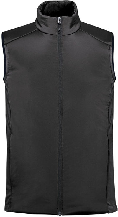 Am image of a Custom Stormtech Mens Cascadia Thermal Vest in Black!