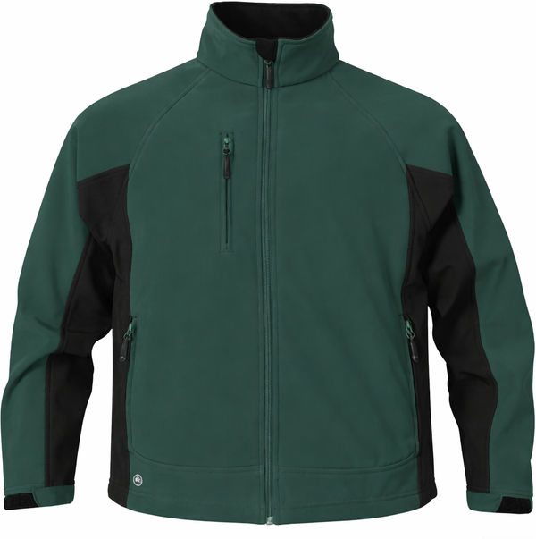 An image of a Custom Stormtech Mens Crew Bonded Shell in Forest/Black!