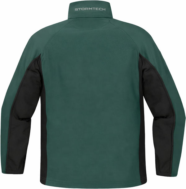 An image of a Custom Stormtech Mens Crew Bonded Shell in Forest/Black!