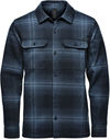 Am image of a Custom Stormtech Mens Highland Plaid Shacket in Midnight/Dusk!