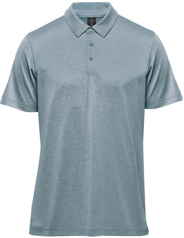 An image of a Custom Stormtech Mens Volante H2X Dry Polo in Retro Blue Heather!