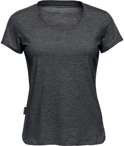 Am image of a Custom Stormtech Women's Torcello Crew Neck Tee in Graphite Heather!
