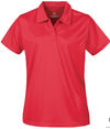 An image of a Custom Stormtech Women's Treeline Performance Short Sleeve Polo in Scarlet Red!