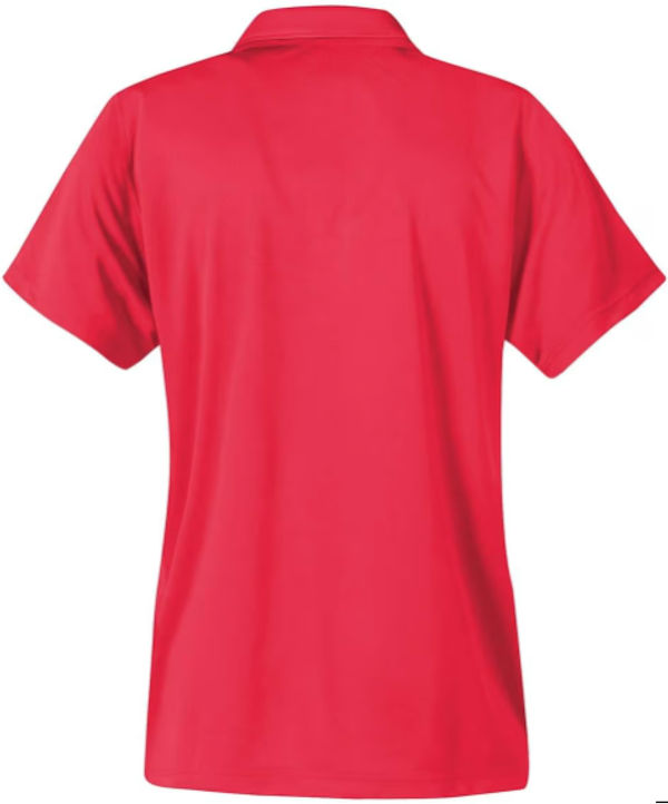 An image of a Custom Stormtech Women's Treeline Performance Short Sleeve Polo in Scarlet Red!