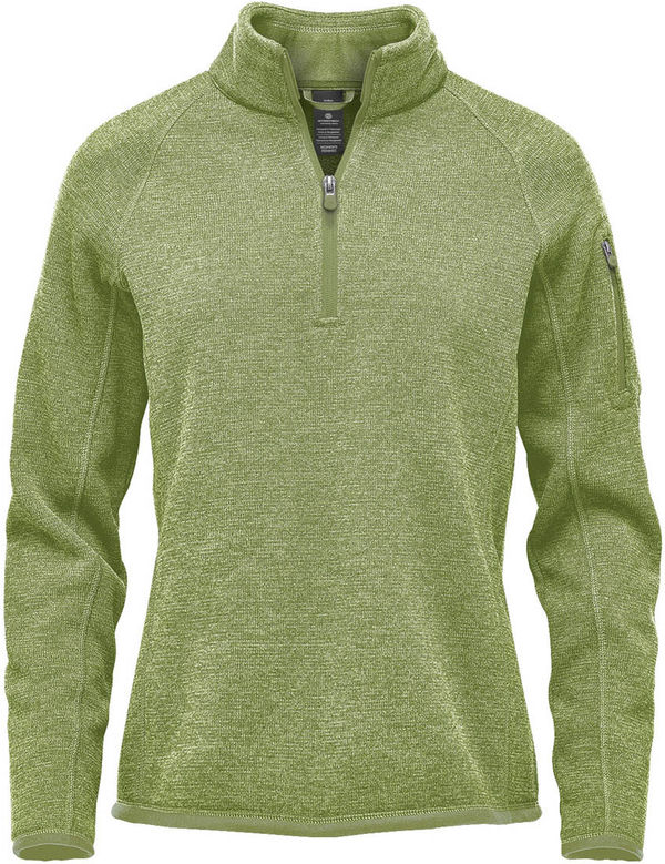 An image of a Custom Stormtech Womens Avalante Quarter Zip Pullover in Sage Green Heather!