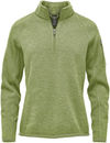 An image of a Custom Stormtech Womens Avalante Quarter Zip Pullover in Sage Green Heather!