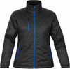An image of a Custom Stormtech Womens Axis Thermal Jacket in BLACK/ ROYAL!