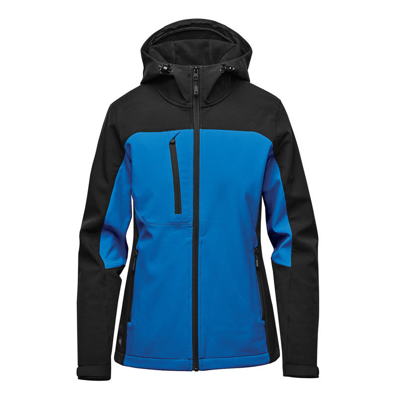 Stormtech Womens Cascades Softshell Hoody in Azure Blue/Black