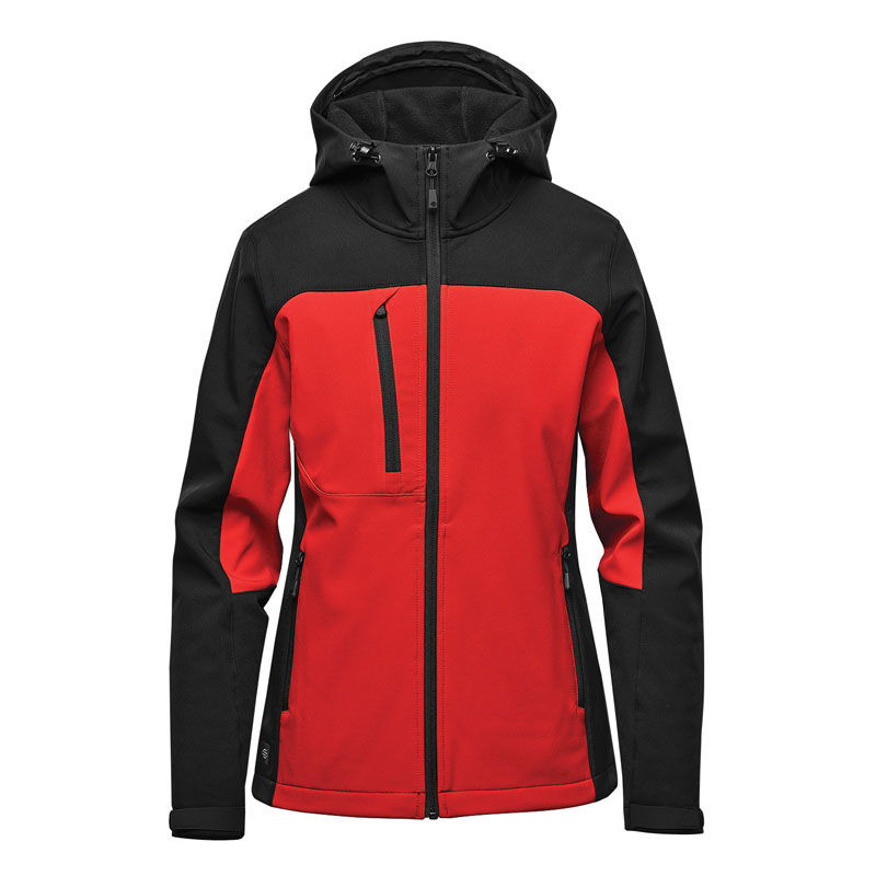 Stormtech Womens Cascades Softshell Hoody in Bright Red/ Black