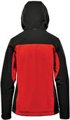 Am image of a Custom Stormtech Womens Cascades Softshell Hoody in Bright Red/ Black!