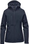 Am image of a Custom Stormtech Womens Cascades Softshell Hoody in Navy/Navy!