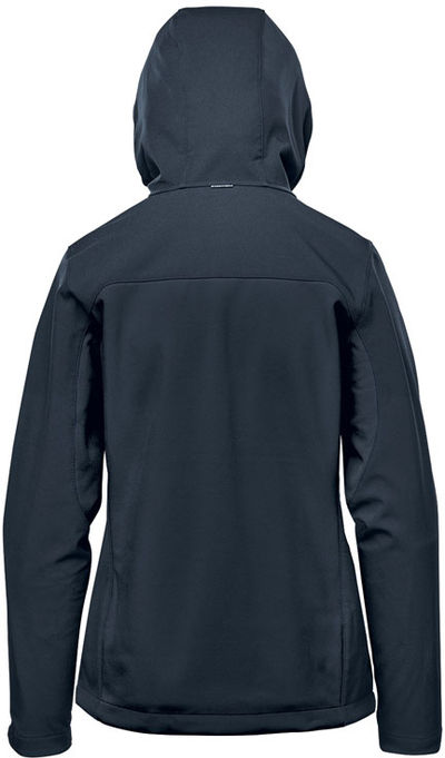 Am image of a Custom Stormtech Womens Cascades Softshell Hoody in Navy/Navy!